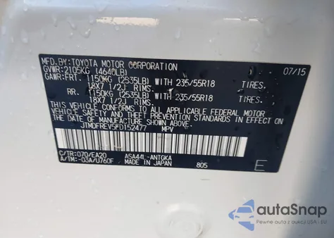 2015 Toyota Rav4 Limited from USA, damaged, VIN JTMDFREV5FD152477